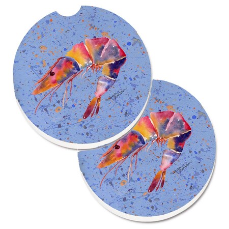 Carolines Treasures Shrimp Set of 2 Cup Holder Car Coaster 8455CARC